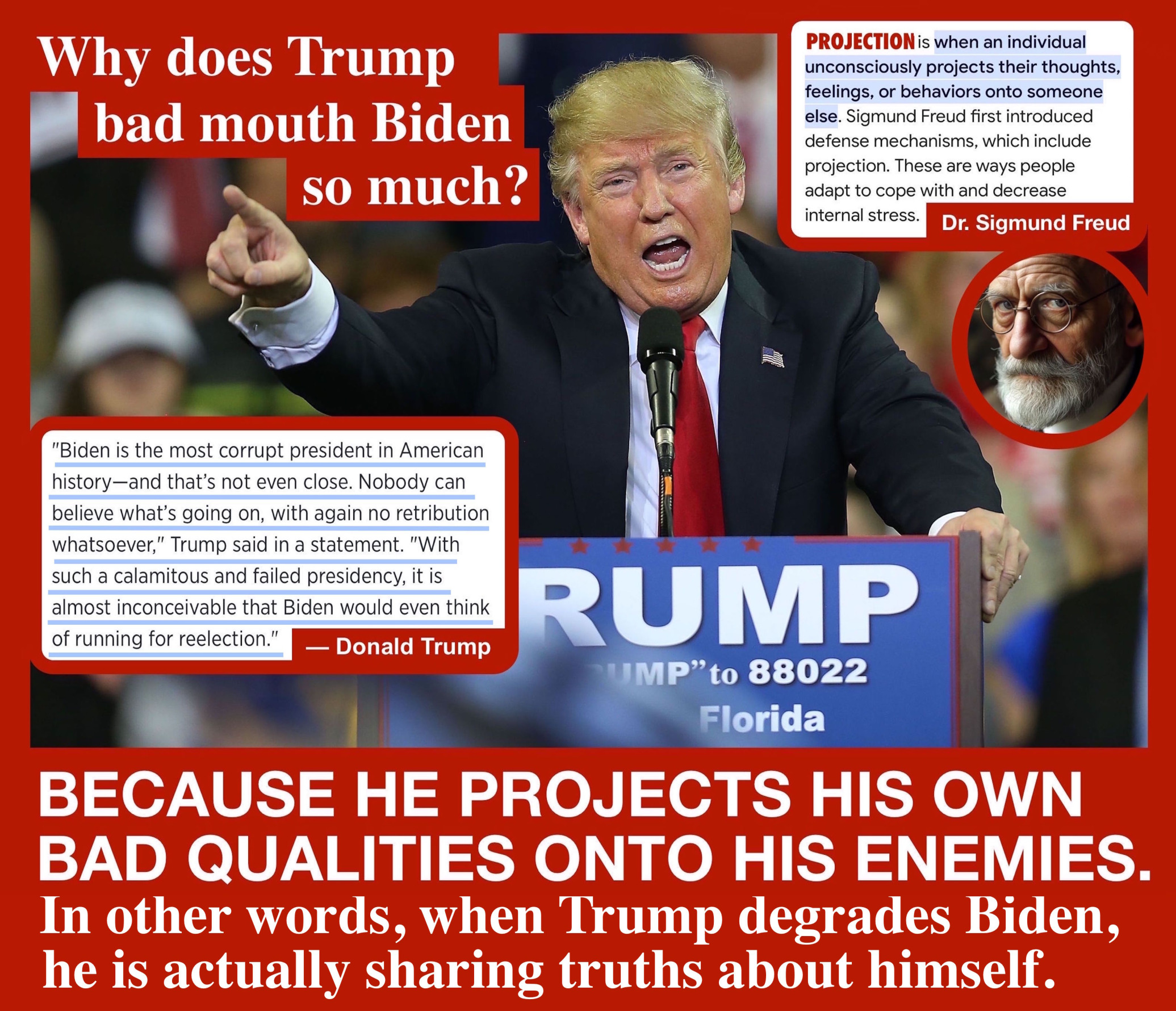 High Quality Why Does Trump Bad Mouth Biden So Much Sigmund Freud Meme Blank Meme Template