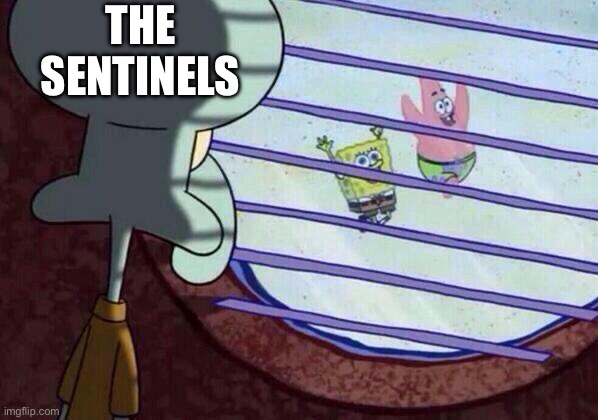 Squidward window | THE SENTINELS | image tagged in squidward window | made w/ Imgflip meme maker