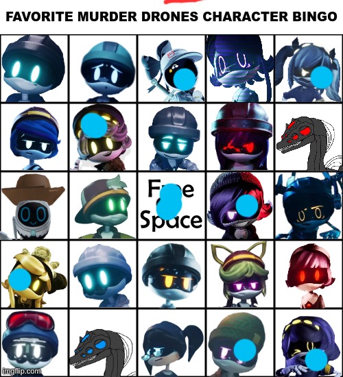 Favorite Murder Drones Character Bingo | image tagged in favorite murder drones character bingo | made w/ Imgflip meme maker