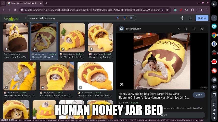 HUMAN HONEY JAR BED | made w/ Imgflip meme maker