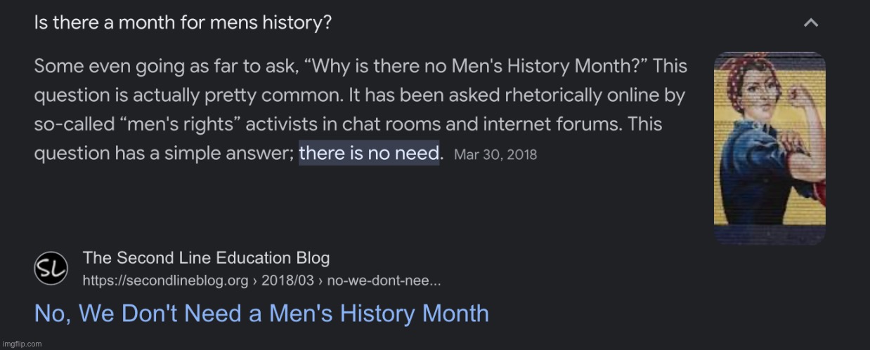 Then there’s no need for women’s history month, smh | made w/ Imgflip meme maker