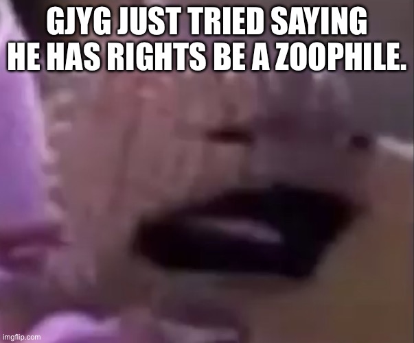 Sackboy | GJYG JUST TRIED SAYING HE HAS RIGHTS BE A ZOOPHILE. | image tagged in sackboy | made w/ Imgflip meme maker