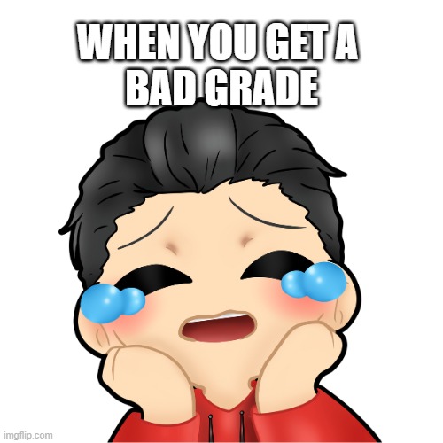 Cry Man | WHEN YOU GET A 
BAD GRADE | image tagged in cry man | made w/ Imgflip meme maker