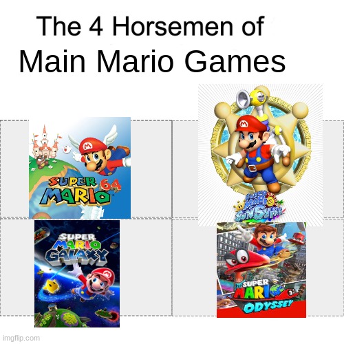 Four horsemen | Main Mario Games | image tagged in four horsemen,fresh memes,super mario,mario | made w/ Imgflip meme maker