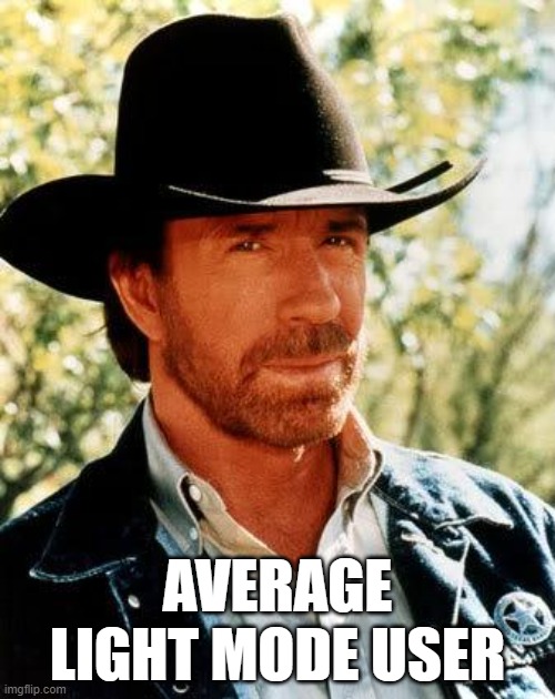 The age-old debate | AVERAGE LIGHT MODE USER | image tagged in memes,chuck norris,work,computer | made w/ Imgflip meme maker