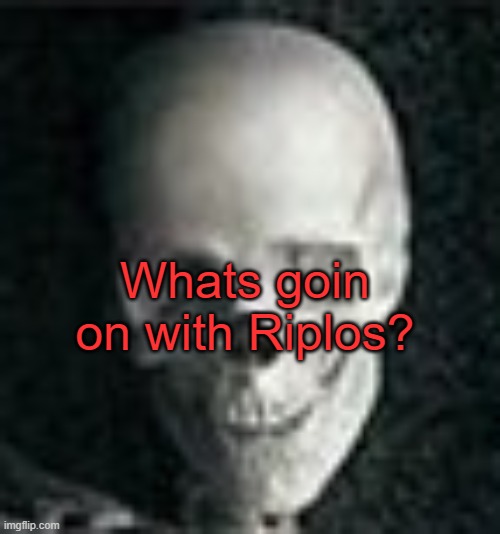 . | Whats goin on with Riplos? | image tagged in skull | made w/ Imgflip meme maker