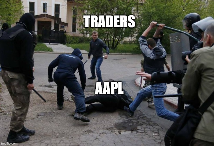 Beaten up | TRADERS; AAPL | image tagged in beaten up | made w/ Imgflip meme maker