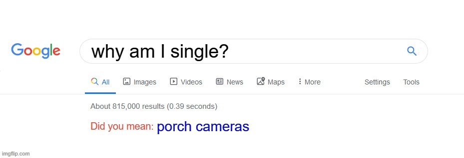 i have returned | why am I single? porch cameras | image tagged in did you mean | made w/ Imgflip meme maker