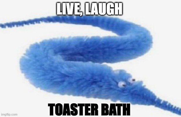 me | LIVE, LAUGH; TOASTER BATH | image tagged in worm,fun | made w/ Imgflip meme maker