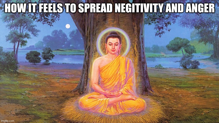 hong kong | HOW IT FEELS TO SPREAD NEGITIVITY AND ANGER | image tagged in buddha buddhism buddhist | made w/ Imgflip meme maker