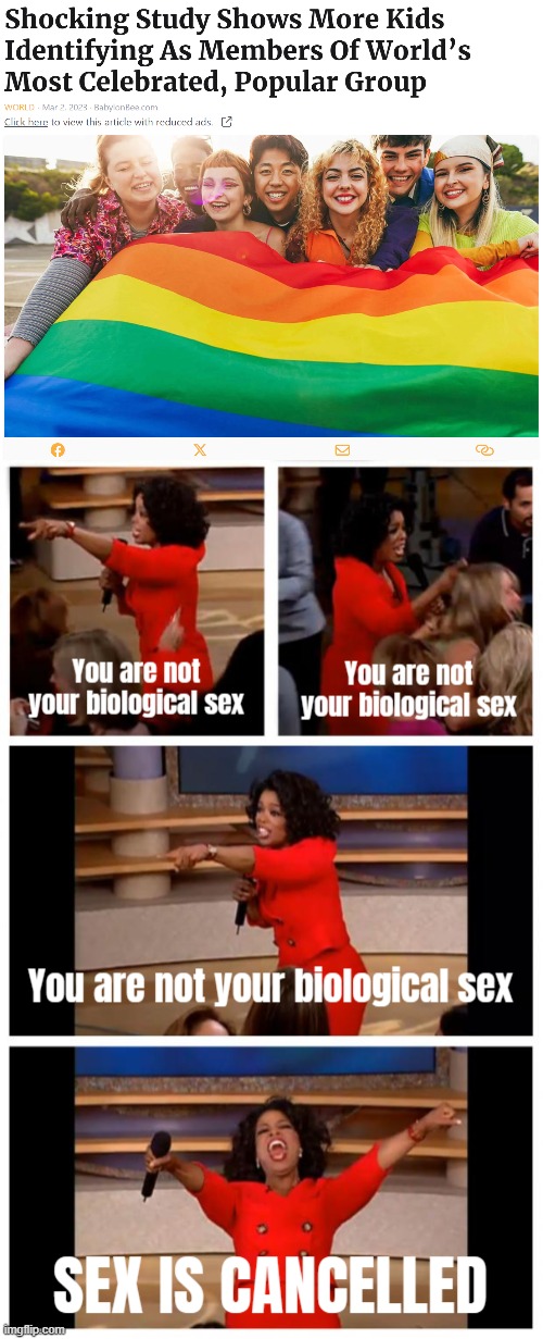 Identifying with your biological truth inherently doesn't demand anything from you. Gender does. Be your own boy/girl | image tagged in funny,oprah you get a car everybody gets a car | made w/ Imgflip meme maker