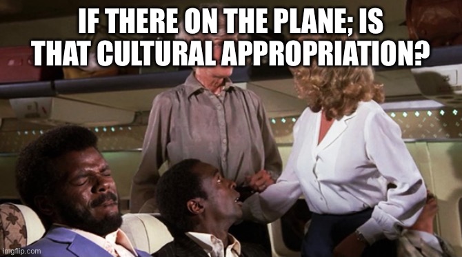 Cultural appropriation | IF THERE ON THE PLANE; IS THAT CULTURAL APPROPRIATION? | image tagged in airplane jive,funny,memes | made w/ Imgflip meme maker