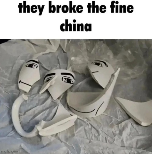 They broke the Fine China | image tagged in broken,man,face,mug | made w/ Imgflip meme maker