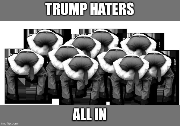 head up ass | TRUMP HATERS ALL IN | image tagged in head up ass | made w/ Imgflip meme maker