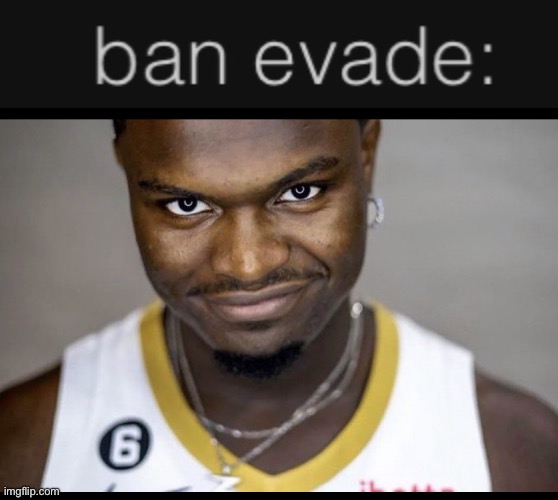 ban evasion: | image tagged in zion stare rizz | made w/ Imgflip meme maker