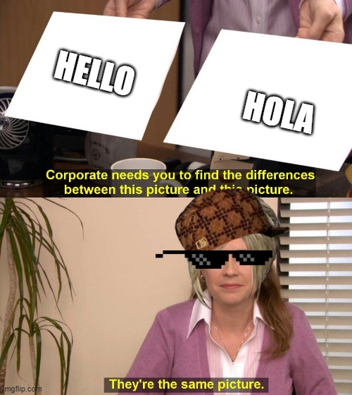 They are the same picture | HELLO; HOLA | image tagged in they are the same picture | made w/ Imgflip meme maker