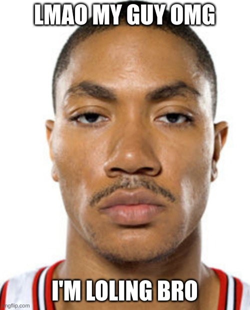 Derrick Rose Straight Face | LMAO MY GUY OMG I'M LOLING BRO | image tagged in derrick rose straight face | made w/ Imgflip meme maker