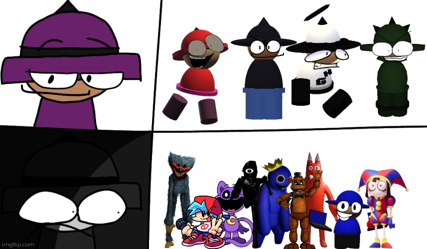 Catnap,Blue,Bombu,Huggy Wuggy,Seek,Freddy,Boyfriend,Banban and Pomni is suck | image tagged in banbodi become canny to uncanny,the amazing digital circus,rainbow friends,poppy playtime,doors,garten of banban | made w/ Imgflip meme maker