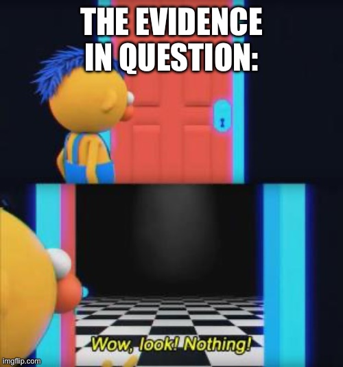 Wow, look nothing | THE EVIDENCE IN QUESTION: | image tagged in wow look nothing | made w/ Imgflip meme maker