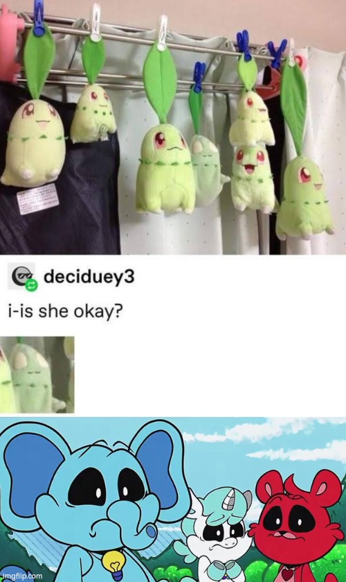 Don't worry guys! That Chikorita just turned into Ghost-Type. | image tagged in funny,chikorita | made w/ Imgflip meme maker