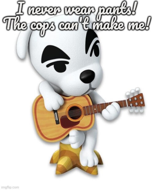 KK slider | I never wear pants! The cops can't make me! | image tagged in kk slider | made w/ Imgflip meme maker