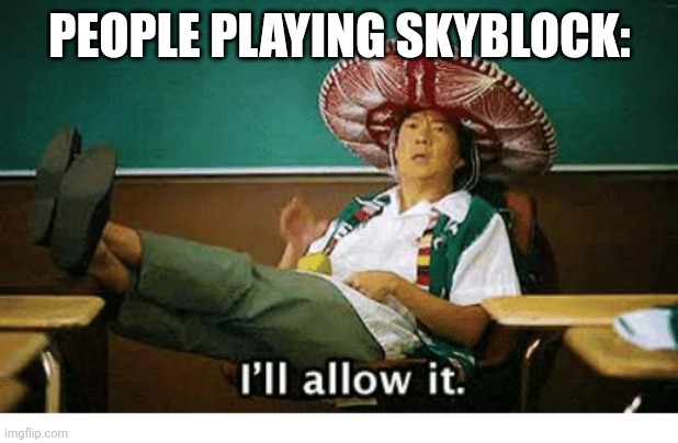 I’ll allow it | PEOPLE PLAYING SKYBLOCK: | image tagged in i ll allow it | made w/ Imgflip meme maker