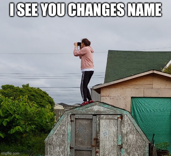 Nosey parker | I SEE YOU CHANGES NAME | image tagged in nosey parker | made w/ Imgflip meme maker