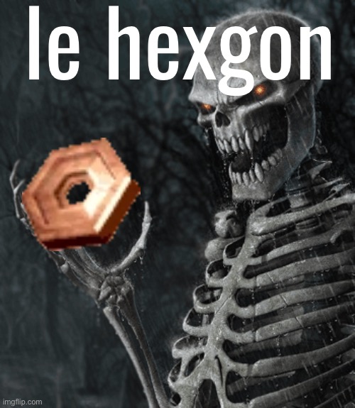 skeleton holding nothing | le hexgon | image tagged in skeleton holding nothing | made w/ Imgflip meme maker