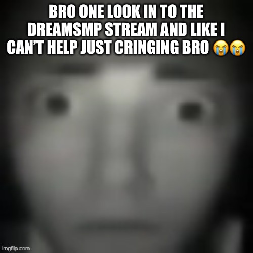 especially when mfs talk about fanfics | BRO ONE LOOK IN TO THE DREAMSMP STREAM AND LIKE I CAN’T HELP JUST CRINGING BRO 😭😭 | image tagged in emernem lookin ass | made w/ Imgflip meme maker