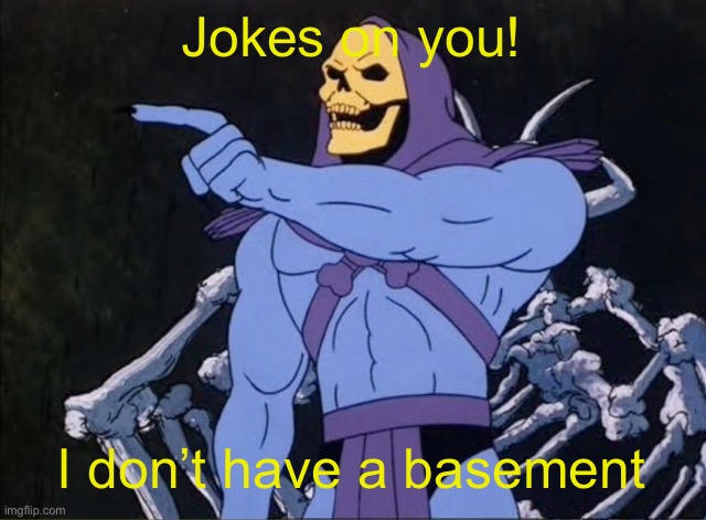 Jokes on you I’m into that shit | Jokes on you! I don’t have a basement | image tagged in jokes on you i m into that shit | made w/ Imgflip meme maker