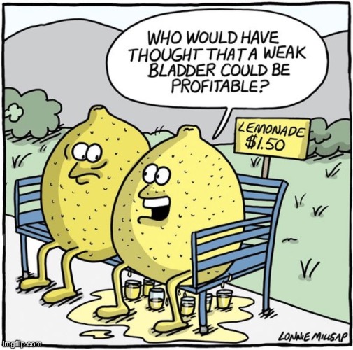 Lemonade | image tagged in lemon drink,a weak bladder,very profitable,comics | made w/ Imgflip meme maker