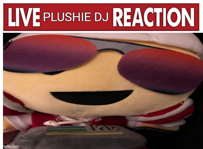 Live reaction | PLUSHIE DJ | image tagged in live reaction | made w/ Imgflip meme maker