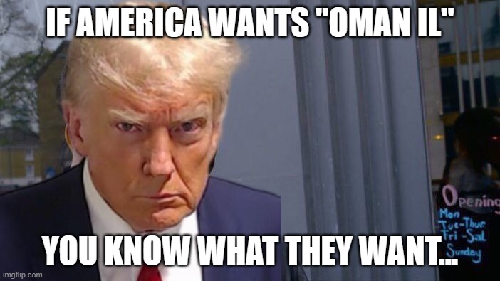 Credit goes to my Brother,Username of his in the Comments | IF AMERICA WANTS "OMAN IL"; YOU KNOW WHAT THEY WANT... | image tagged in memes,roll safe think about it | made w/ Imgflip meme maker