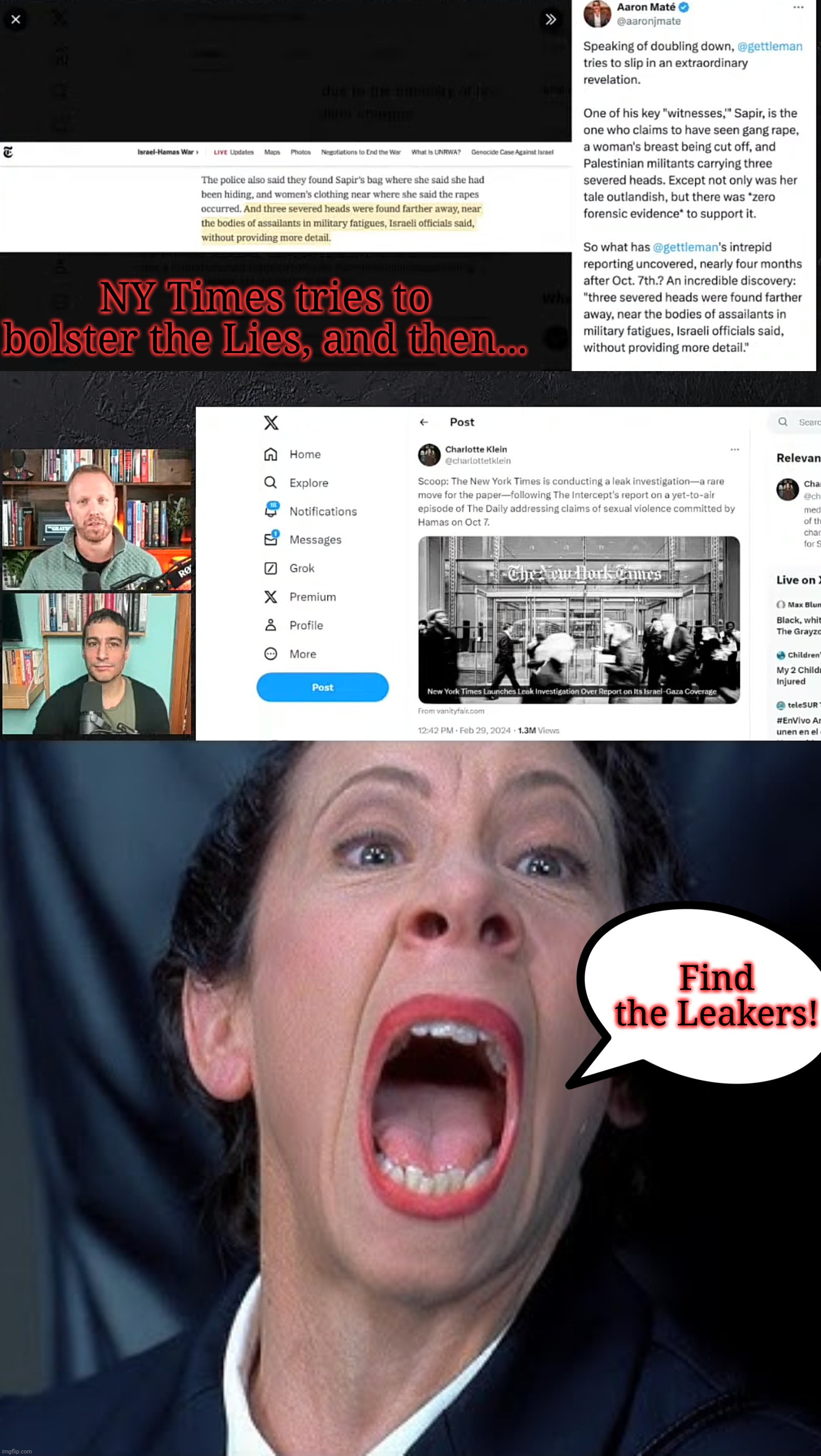 NY Times tries to bolster the Lies, and then... Find the Leakers! | image tagged in send in the | made w/ Imgflip meme maker