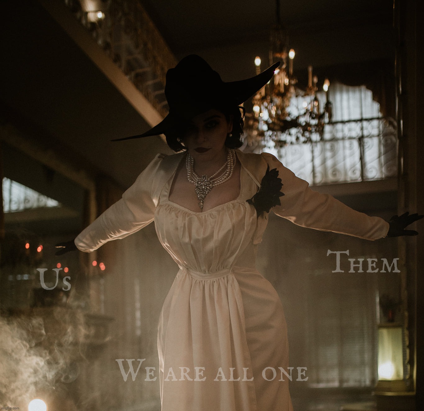 Lady Dimitrescu | Them; Us; We are all one | image tagged in lady dimitrescu | made w/ Imgflip meme maker