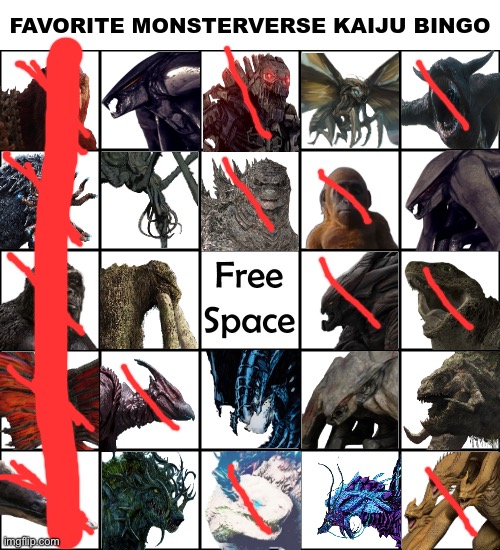 I did bingo thing | image tagged in favorite monsterverse kaiju bingo | made w/ Imgflip meme maker