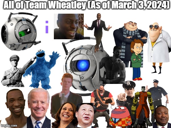 All of Team Wheatley (As of March 3, 2024) | made w/ Imgflip meme maker