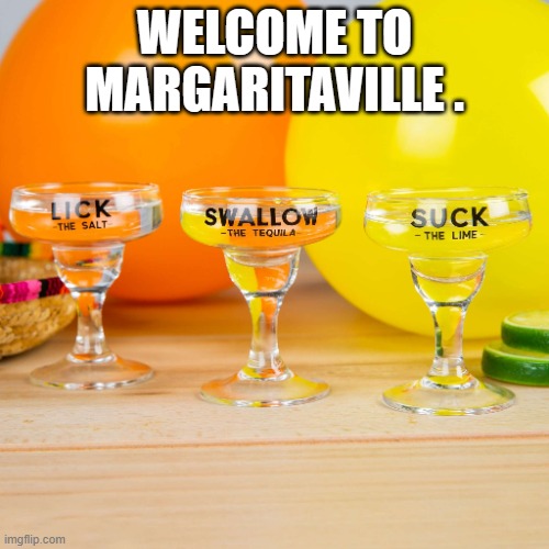 meme by Brad Welcome to Margaritaille | WELCOME TO MARGARITAVILLE . | image tagged in fun,funny,drinking games,alcohol,humor,tequila | made w/ Imgflip meme maker