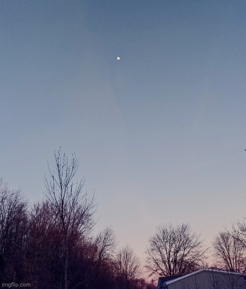 Sunset with moon in background | made w/ Imgflip meme maker