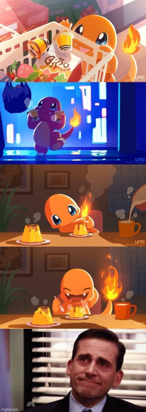 He deserve a Charizardite Z. | image tagged in happy cry,cute,charmander | made w/ Imgflip meme maker