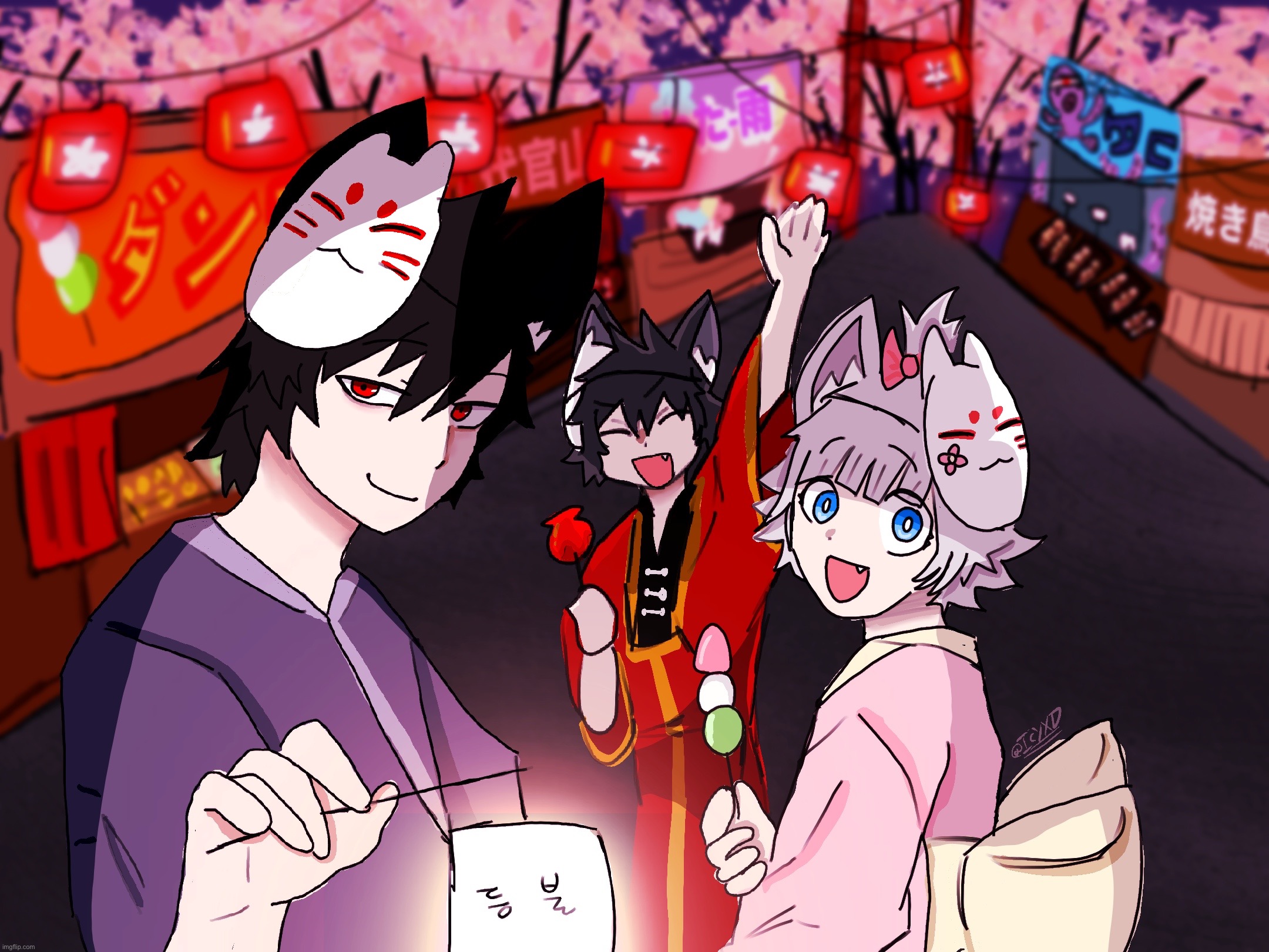 ✿ The Cherry Blossom Festival!! ✿ | image tagged in mokumoku festival template,festival,japan,anime,wolves,mokumoku | made w/ Imgflip meme maker