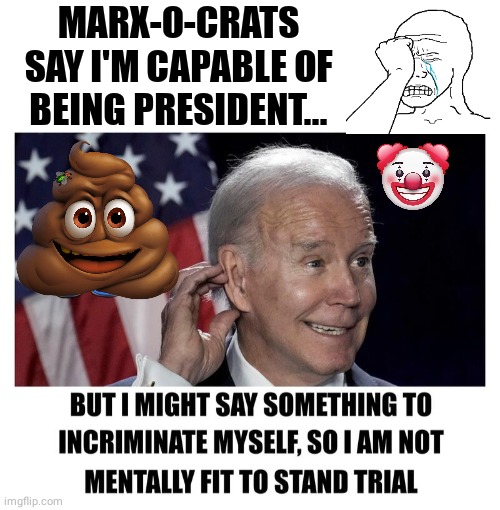 Biden mentally unfit | MARX-O-CRATS SAY I'M CAPABLE OF BEING PRESIDENT... | image tagged in blank white template,joe biden | made w/ Imgflip meme maker