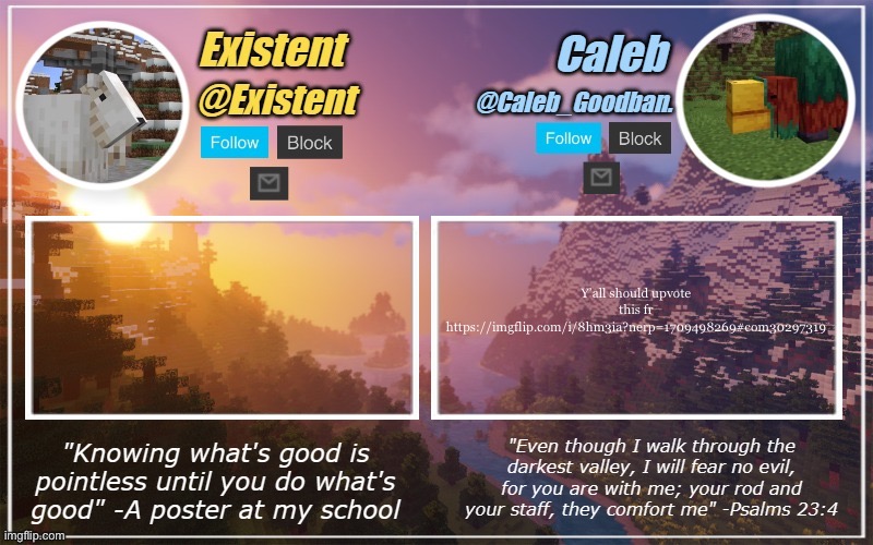 Caleb and Existent announcement temp | Y’all should upvote this fr

https://imgflip.com/i/8hm3ia?nerp=1709498269#com30297319 | image tagged in caleb and existent announcement temp | made w/ Imgflip meme maker