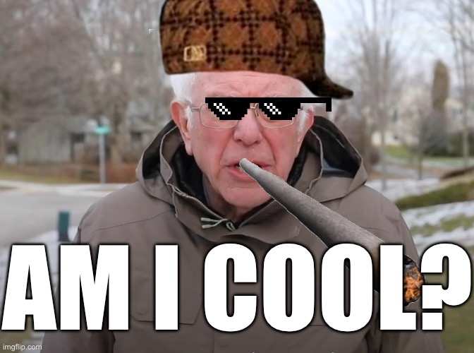 Bernie Sanders Once Again Asking | AM I COOL? | image tagged in bernie sanders once again asking | made w/ Imgflip meme maker