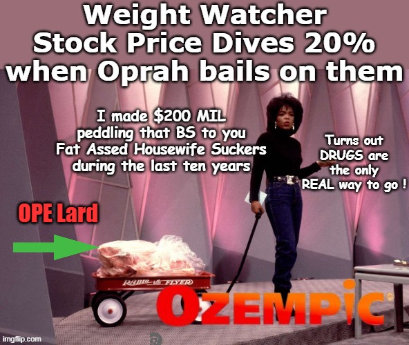 Can't WAIT til the Ozempic side effects start pouring in | OPE Lard | image tagged in oprah weight watchers meme,drug companies win again meme | made w/ Imgflip meme maker