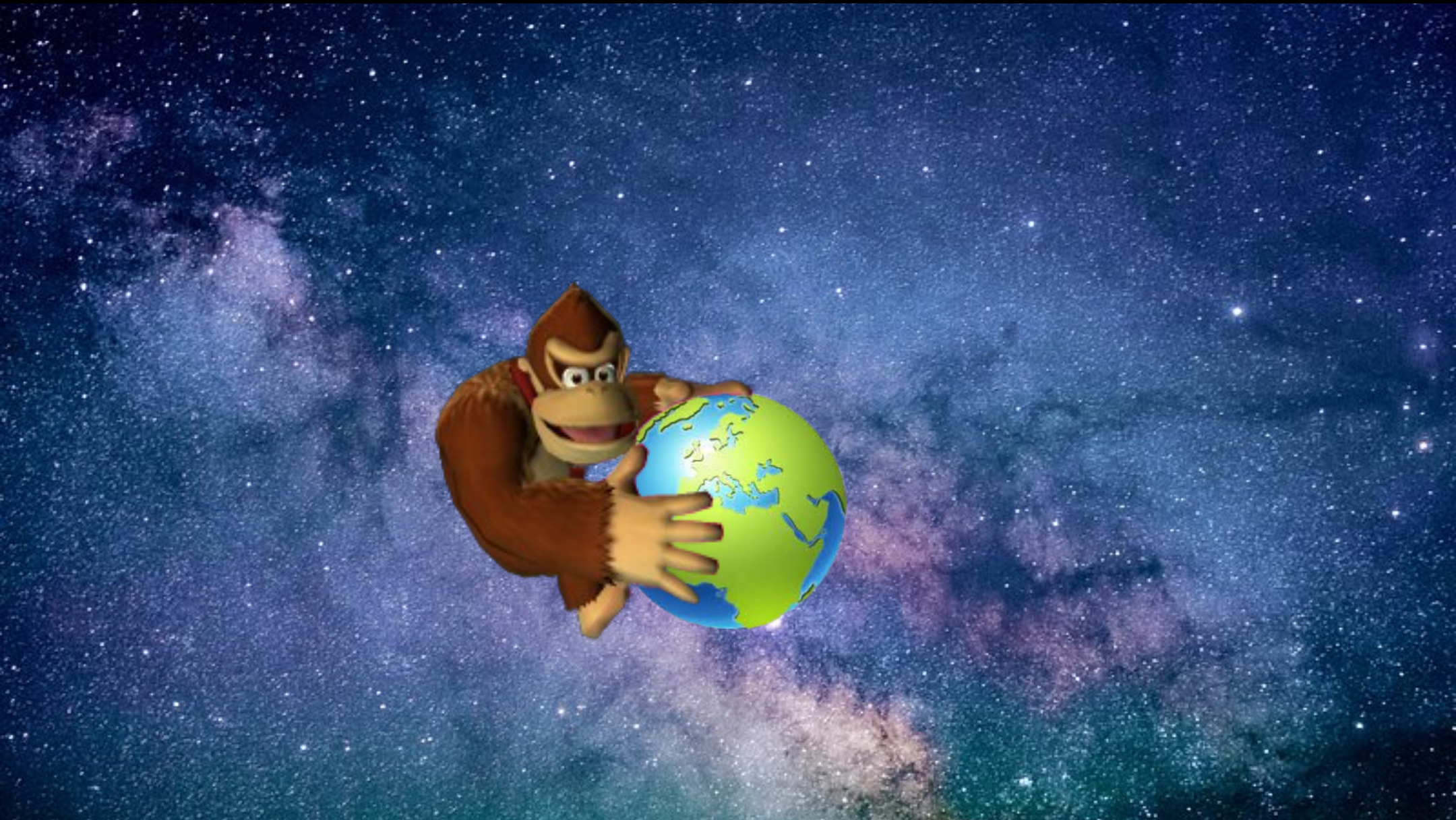 Donkey Kong holding the World Blank Meme Template