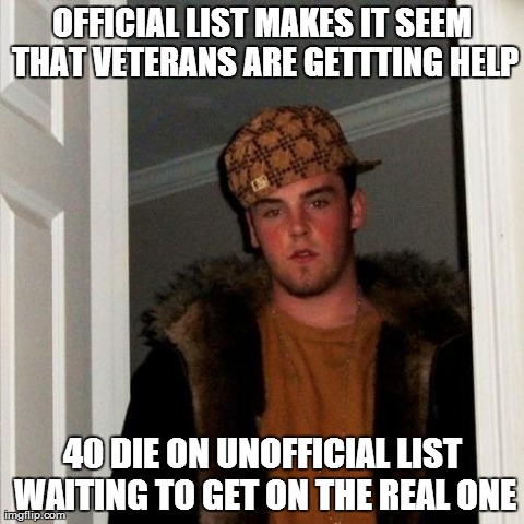 Scumbag Steve | OFFICIAL LIST MAKES IT SEEM THAT VETERANS ARE GETTTING HELP 40 DIE ON UNOFFICIAL LIST WAITING TO GET ON THE REAL ONE | image tagged in memes,scumbag steve,AdviceAnimals | made w/ Imgflip meme maker