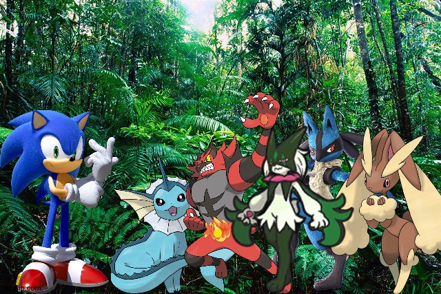 Sonic and Friends enjoying a tropical rainforest adventure | image tagged in tropical_ rainforest,crossover,sonic,sonic the hedgehog,pokemon | made w/ Imgflip meme maker