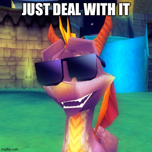 Spyro Swag | JUST DEAL WITH IT | image tagged in spyro swag | made w/ Imgflip meme maker