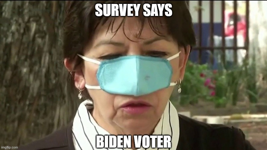 Covid delusion | SURVEY SAYS; BIDEN VOTER | image tagged in lilberals,leftists,woke,biden,democrats,dimwits | made w/ Imgflip meme maker